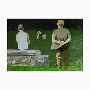 Jean-Marc Teillon, Selfie nr. 3, Fishing, 2015-22, Oil on Canvas
