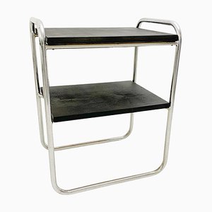 Small Modernist Side Table in Wood and Tubular Steel, 1930s