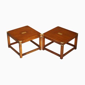 Kennedy Mahogany Military Campaign Side Tables from Harrods, Set of 2