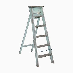 Aqua Green Paint Pitch Pine Decorators Ladder from GRDC, 1920s