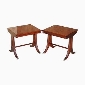 Tables de Chevet Lions Vintage en Acajou avec Pieds Poilu, Set de 2