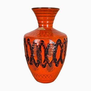 Jarrón de cerámica naranja de Kreutz Ceramics, Germany, años 70