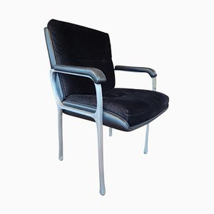 Vintage Stuhl aus Leder und Stoff