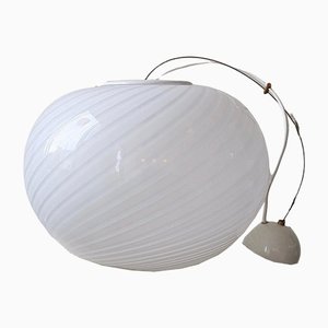 Vintage White Murano Swirl Ceiling Lamp