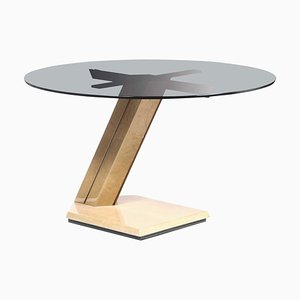 Sunny Table in Wood and Glass by Giovanni Offredi for Saporiti, 1970