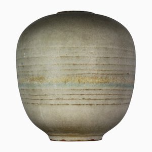 Round Gray Vase in Stoneware by Carlo Zauli, 1960s