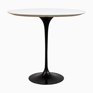 Round Black and White Side Table in Wood by Eero Saarinen, 1990s