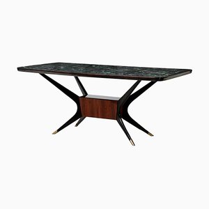 Rechteckiger Tisch aus Holz mit Tischplatte aus Kristallglas von Osvaldo Borsani, 1960er