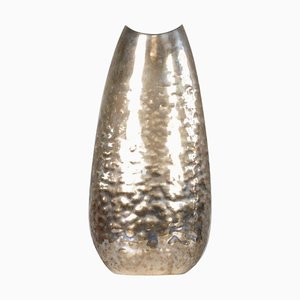 Oval Hammered Silver Vase by Luigi Genazzi for Calderoni, 20th Century
