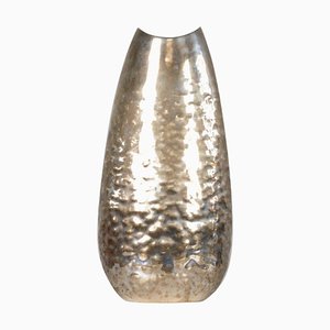 Ovale Vase aus gehämmertem Silber von Luigi Genazzi für Calderoni, 20. Jahrhundert