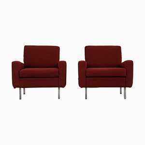 George Nelson Armchairs in Red Fabric for Herman Miller, Set of 2