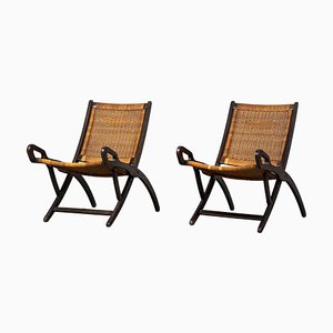 Ninfea Armchairs in Wood and Rattan by Gio Ponti for Reguitti, 1960s, Set of 2