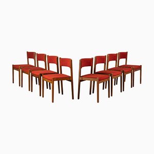 Sillas modelo 105 rojas de Gianfranco Frattini para Cassina, 1950. Juego de 8