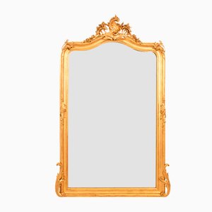 Antique 19th Century Gilt Gold Leaf Frame Rectangular Wall Mirror