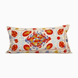 Extra Long Red Suzani Lumbar Cushion Pillow Cover