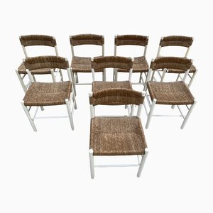 Eschenholz Modell Dordogne Stühle von Charlotte Perriand für Sentou, 1968, 8er Set