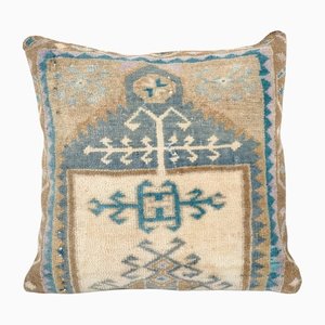 Turkish Organic Wool Blue Carpet Pillow Cover