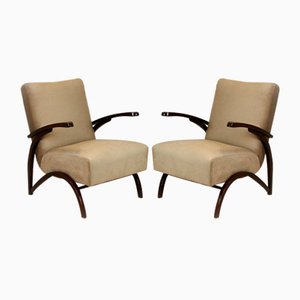 Set of Vintage Beech Armchairs by Jindřich Halabala, 1940s