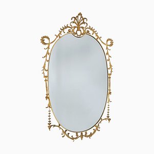 Large Baroque Style Brass Wall Mirror, 1960s