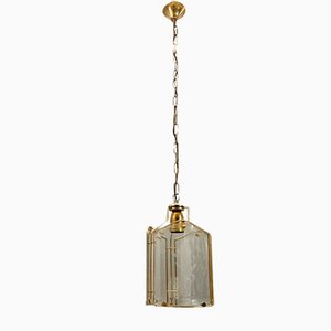 Italian Glass Brass Pendant Ceiling Lamp