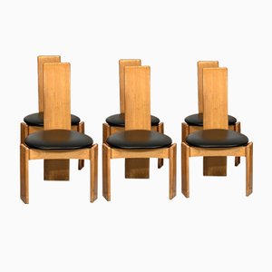 Vintage Italian Wood Chairs in the Style of Tobia Scarpa, 1970s, Set of 6