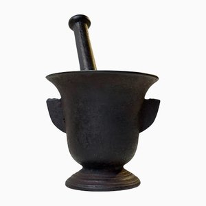Antique Cast Iron Mortar and Pestle, Set of 2