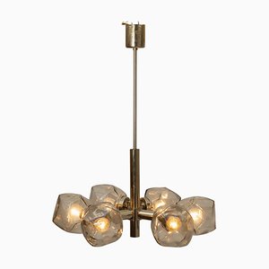 Vintage Smoked Frosted Glass Shade Chandelier from Lita