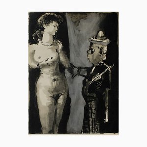 After Pablo Picasso, Comédie Humaine - Femme Et Peintre I, 1954, Photolithographie sur Papier Rivoli
