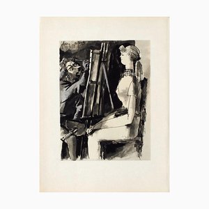 Nach Pablo Picasso, Comédie Humaine - Femme Et Peintre II, 1954, Fotolithografie auf Rivoli Papier