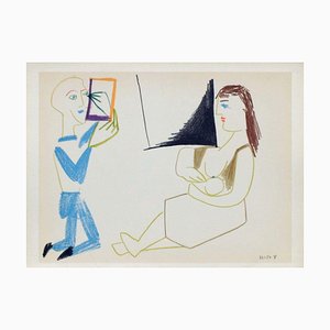 D'après Pablo Picasso, Comédie Humaine: 29.1.54. V, 1954, Lithographie sur Papier Rivoli