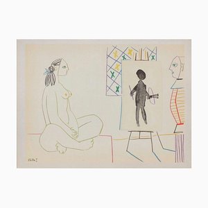 After Pablo Picasso, Comédie Humaine: 03.2.54. I, 1954, Lithograph on Rivoli Paper