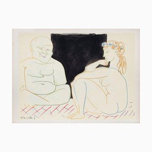 After Pablo Picasso, Comédie Humaine: 27.1.54. I, 1954, Lithograph on Rivoli Paper