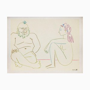 D'après Pablo Picasso, Comédie Humaine: 27.1.54. XIV, 1954, Lithographie sur Papier Rivoli