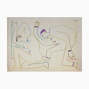 After Pablo Picasso, Comédie Humaine: 31.1.54 II, 1954, Lithograph on Rivoli Paper