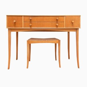 Mid-Century Vintage Walnut Desk Console and Stool by Gordon Russell