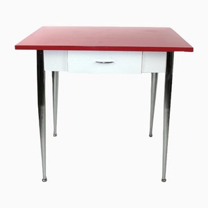 Table with Drawer, Chrome Legs and Plastic Top, 1950s