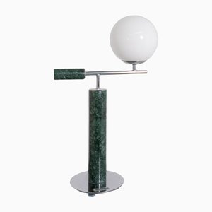 Italian Table Lamp in Green Marble and Steel