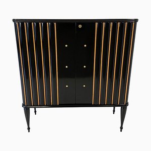 Italian Art Deco Black & Maple Cabinet, 1940s
