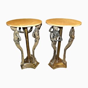 Neoclassical Style Bronze and Marble Pedestal Table