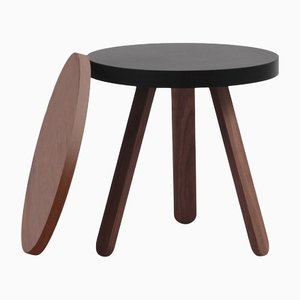 Small Walnut-Black Batea Tray Table by Daniel García Sánchez for Woodendot