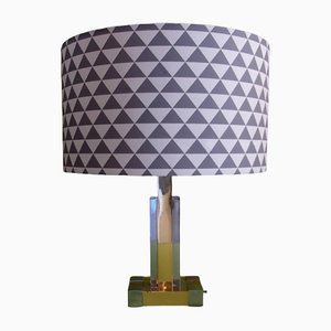 Lampada da tavolo Op Art in ottone e metallo cromato di Lumica, anni '70