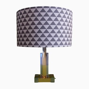 Op Art Chrome & Brass Table Lamp from Lumica, 1970