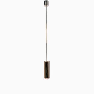 Italian Pendant Lamp in Brass and Pink Art Glass from Ghirò Studio