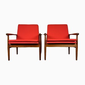 Teak Easy Chair by Kai Lyngfeldt Larsen for Søborg Møbelfabrik, 1960s, Set of 2