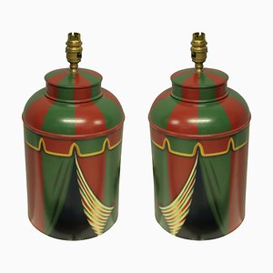 Hand-Painted Tole Table Lamps, 1990s, Set of 2