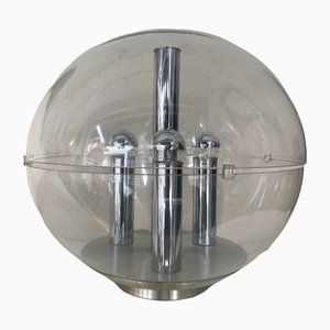 Large Italian Space Age Ball Lamp in Acrylic Glass and Metal Chrome from Stilux Milano, 1970s