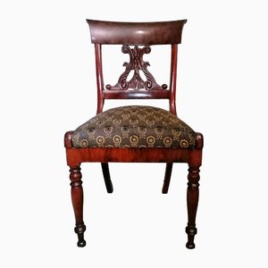 Silla danesa estilo Biedermeier de madera y tela