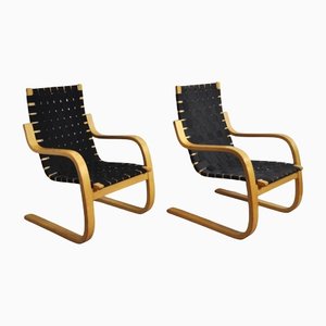 Model 406 Lounge Chairs by Alvar Aalto for Artek, Set of 2