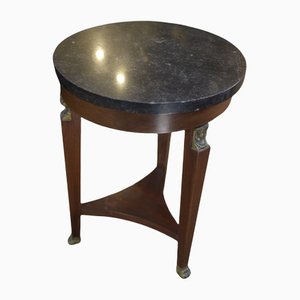 Empire Mahogany Marble & Bronze Gueridon Side Table, 1950s