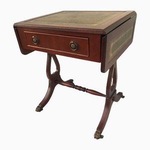 Extendable Coffee Table with Drawer and Leather Top, 1950s